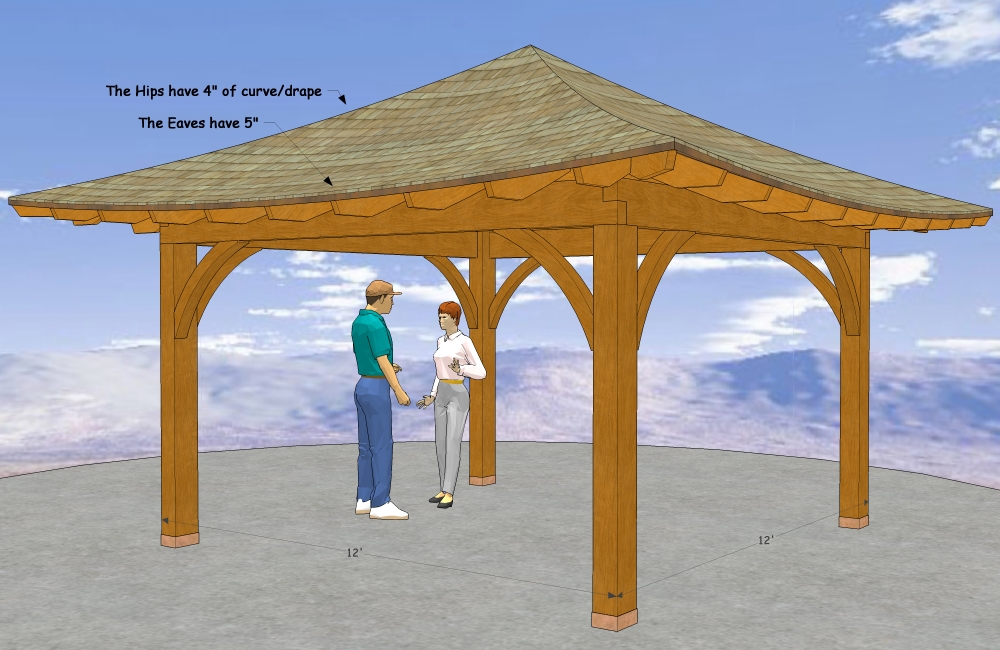 12' x 12' Draped Roof, one of my newest Designs. Available in Metric as a 3.66m x 3.66m.
