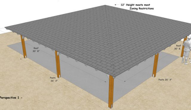26' 3" Square Hip Roof, Heavy Timber Construction Meets California Wildfire Code