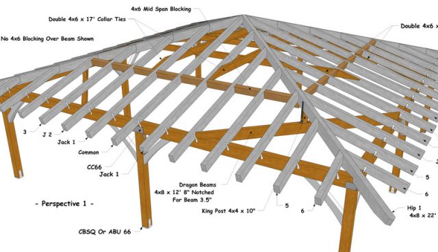 26' 3" Square Hip Roof, Heavy Timber Construction Meets California Wildfire Code