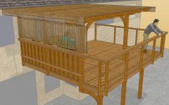 Custom wooden deck design rendering