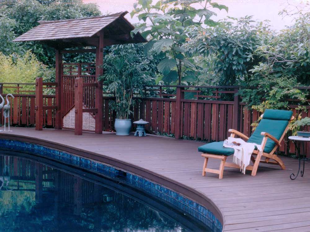 Japanese style poolside deck